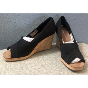 TOMS Women's Classic Espadrille Wedge Sandal - Black - 6.5